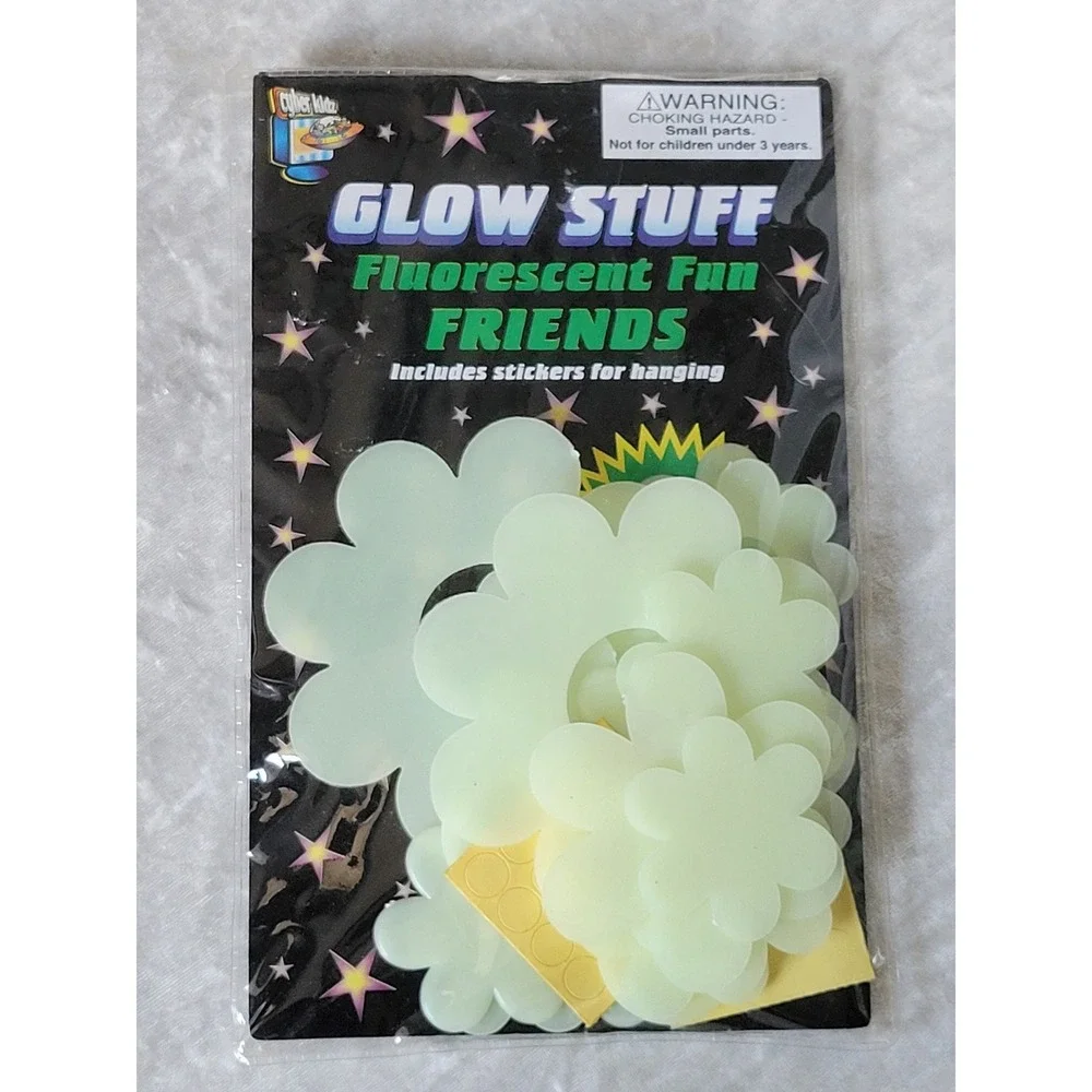 Vtg Y2K Glow In The Dark Flowers & Hearts For Wall/Ceiling Cyberkidz 3 Pack